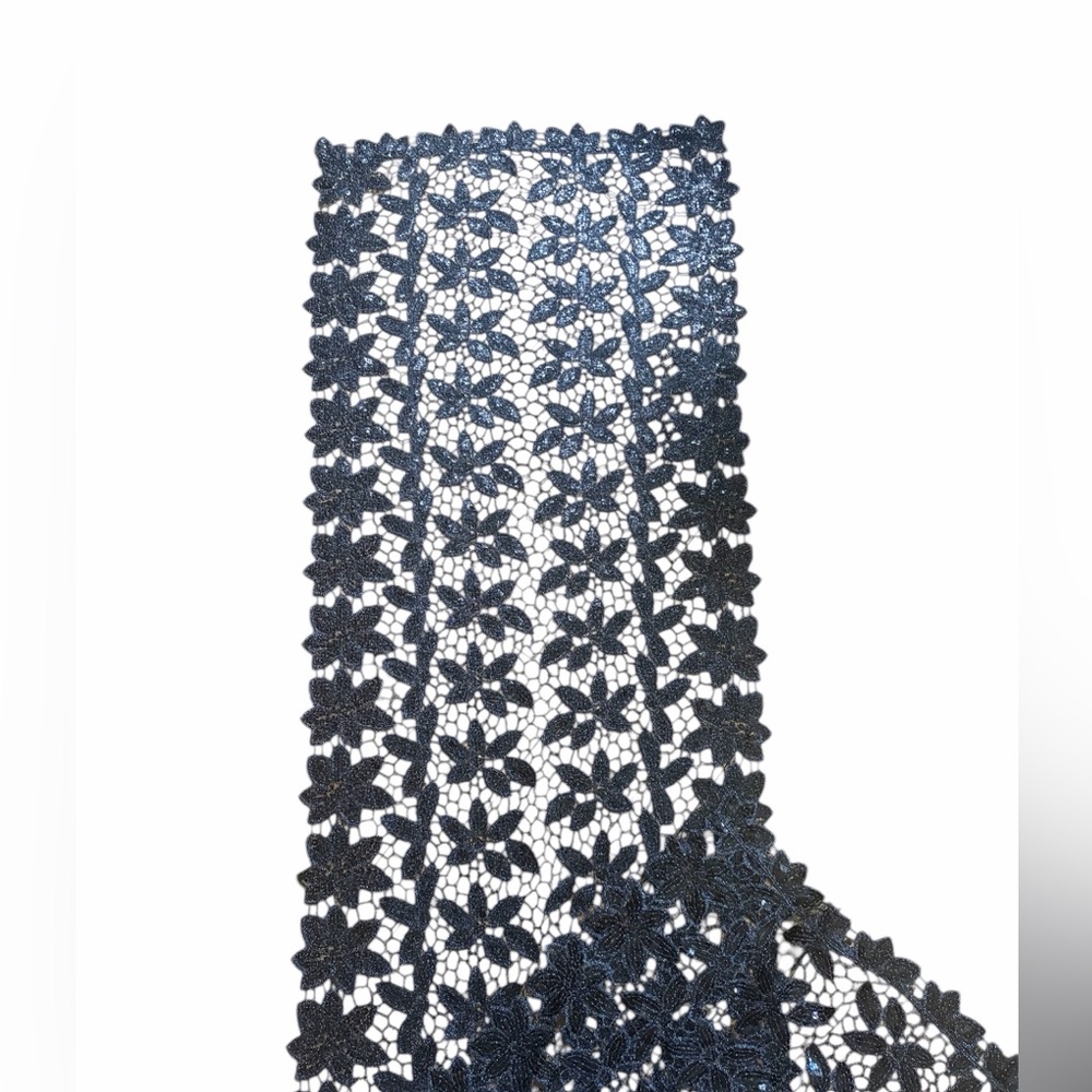BGBG black Floral Crochet Lace Trim with sequins - NWOT